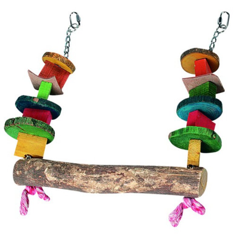 Flamingo columpio madera para loros con abalorios image number null