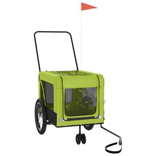 Vidaxl Remolque De Bicicleta Hierro Tela Oxford Verde Negro para perros