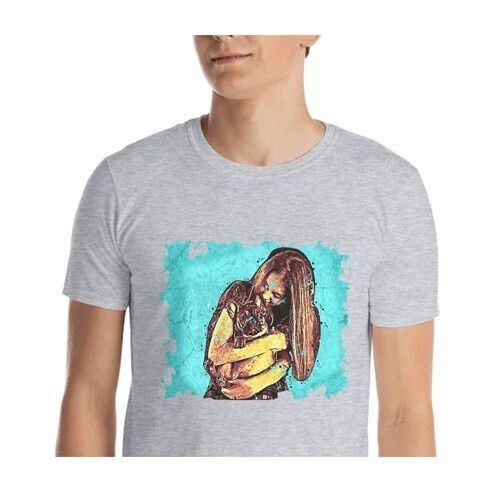 Mascochula camiseta hombre personalizada graffiti con tu mascota gris thumbnail