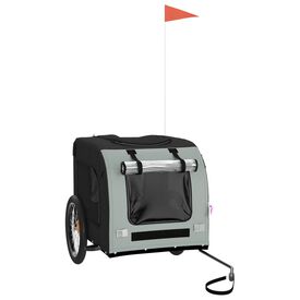 vidaXL Remolque de bicicleta hierro tela Oxford gris y negro para perros