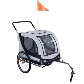 COSTWAY Remolque Bici Perro 2 en 1, Soporta hasta 80 kg, Tejido Oxford 600D, Carro para Perros con Acoplador Universal para Bicicleta, Estructura Plegable con Rueda Delantera Giratoria, Reflectores