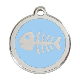 Red Dingo Placa identificativa Acero Inoxidable Esmalte Pez Esqueleto Azul Claro para perros