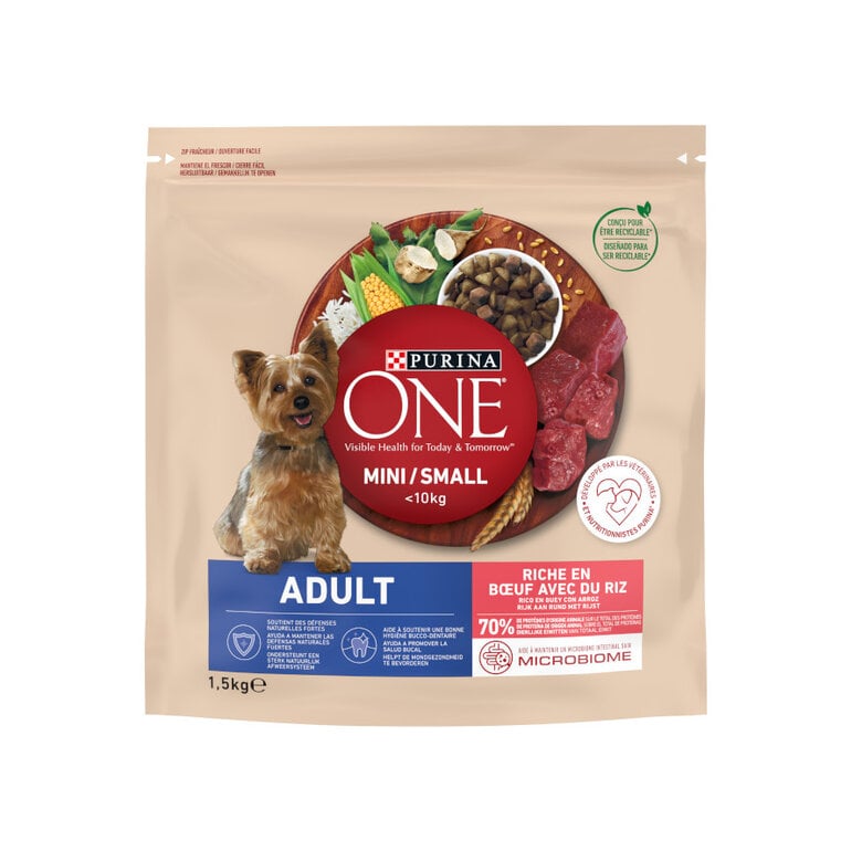 1.5 kg Purina One Mini Adult Bifensis Buey pienso para perros