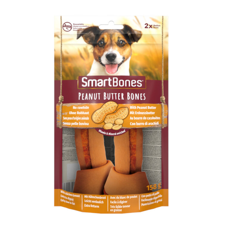 2 huesos SmartBones Huesos de Mantequilla de Cacahuete para perros medianos