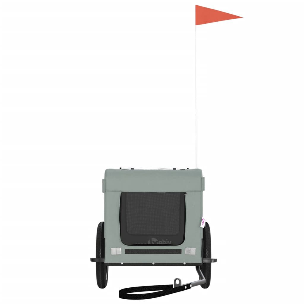 vidaXL Remolque de bicicleta para perros hierro tela Oxford gris negro, , large Imagen numero 2