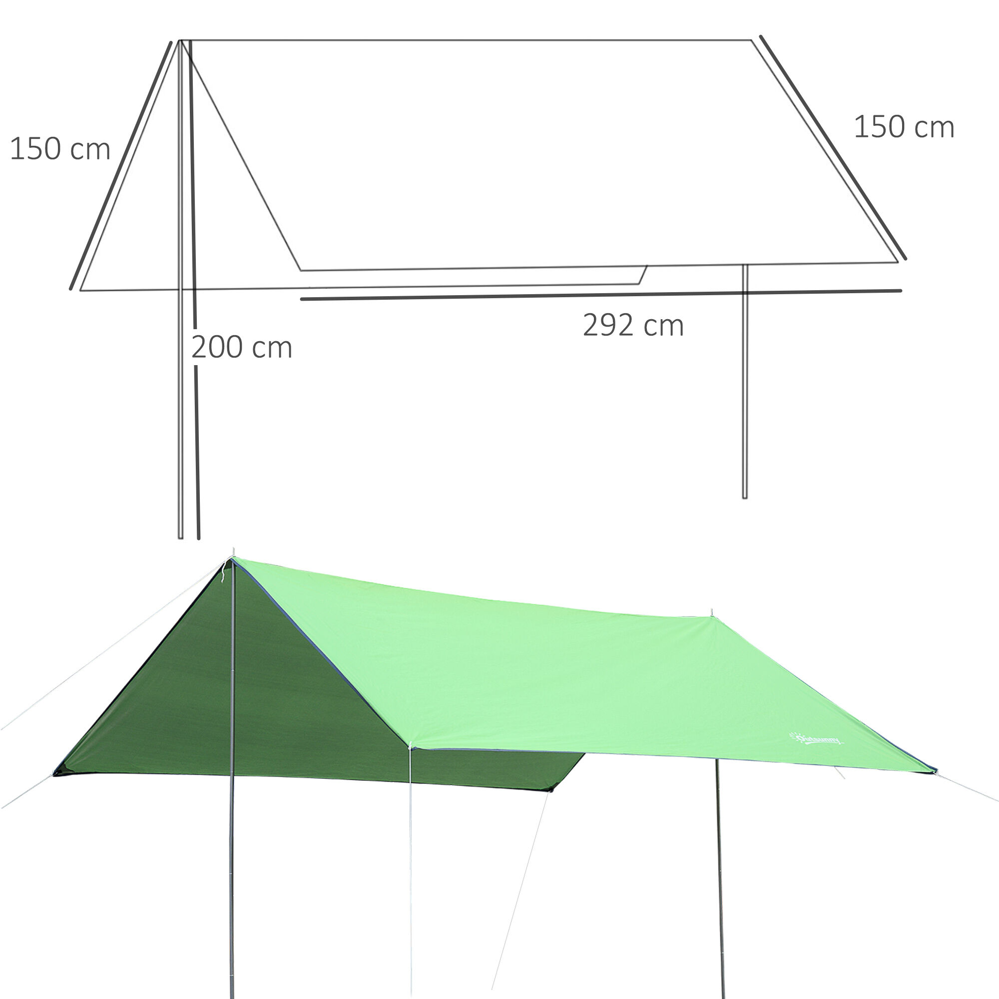 Outsunny Toldo de Refugio Port&aacute;til 300x292 cm Impermeable Carpa Ligero Tienda de Campa&ntilde;a Grande para Camping Playa Picnic Senderismo Protecci&oacute;n UV Verde, , large Imagen numero 3