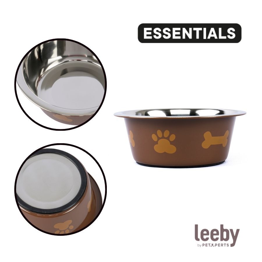 Leeby Comedero Estampado Huellas Acero Inoxidable para perros, , large Imagen numero 3