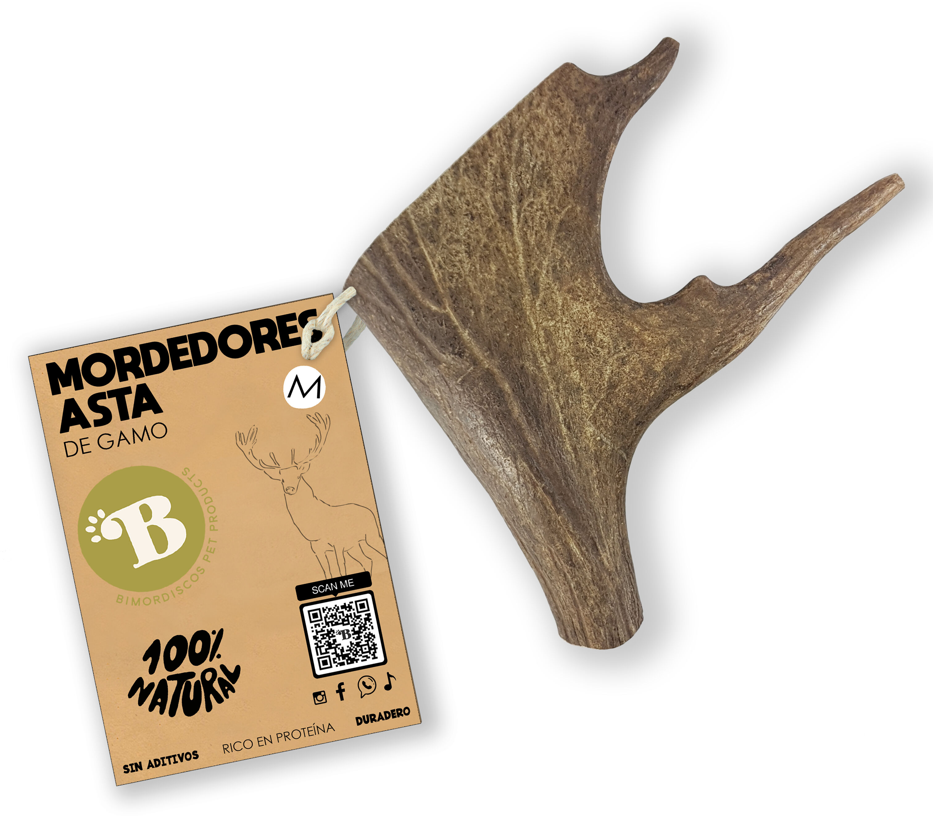 BIMORDISCOS Asta de gamo para perros Pack 2 x L, , large Imagen numero 5