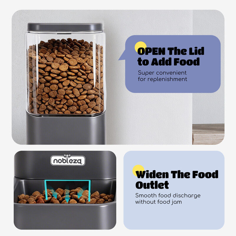 Nobleza Dispensador Autom&aacute;tico para Perros y Gatos, Comedero y Bebedero por Gravedad, Dep&oacute;sito Transparente, Sin Electricidad, Gris, , large Imagen numero 2