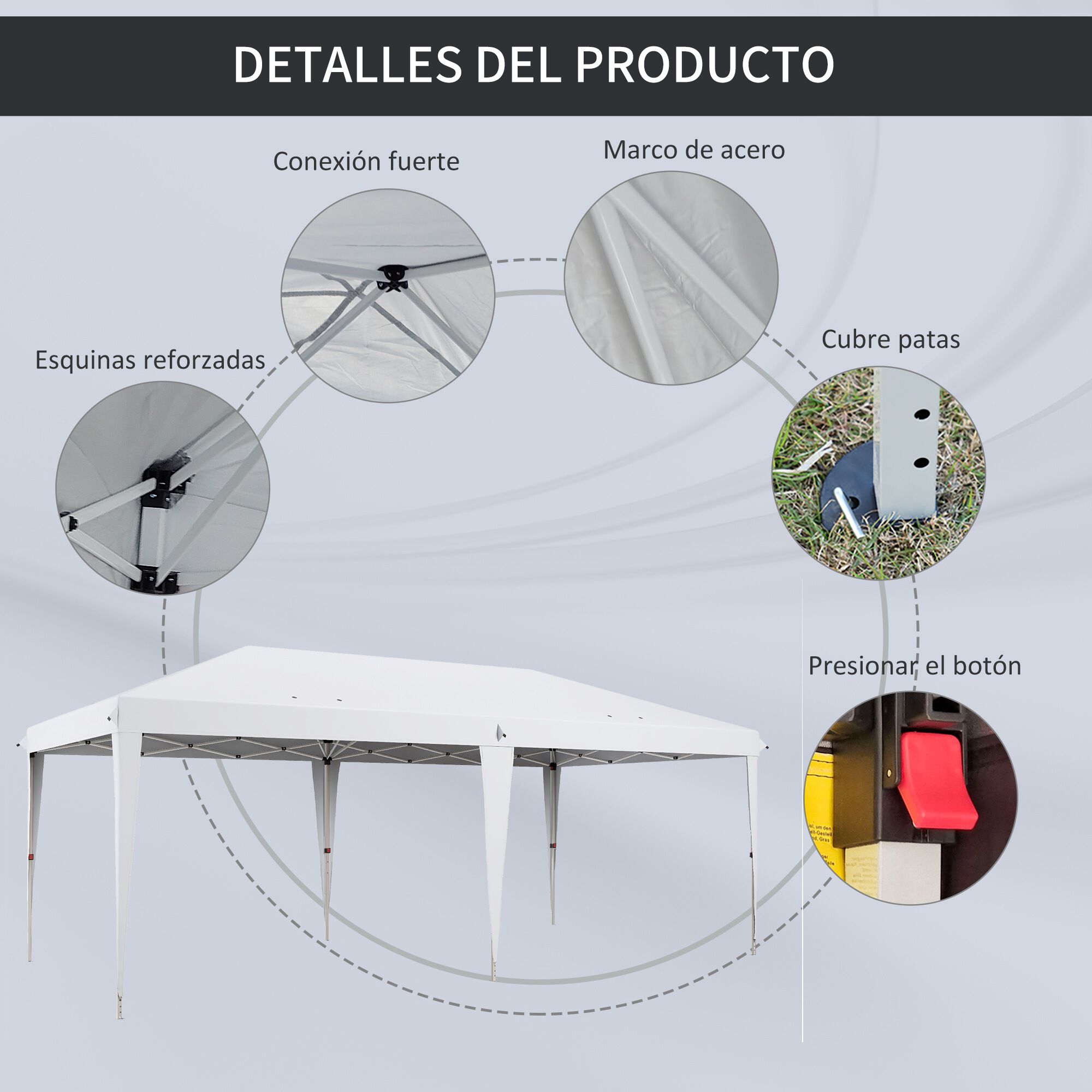 Outsunny Carpa Plegable Blanco, , large Imagen numero 5