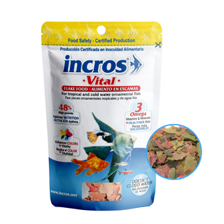 Incros Vital Alimento en Escamas Premium 48% Proteína no Enturbia el Agua