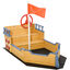 Outsunny Arenero Infantil de Madera Diseño de Galeón con 2 Escalones Banco con Almacenaje Bandera y Timón Cajón de Arena de Jardín para Niños de +3 Años 158x78x45,5 cm Natural, , large indicador imagen numero 1