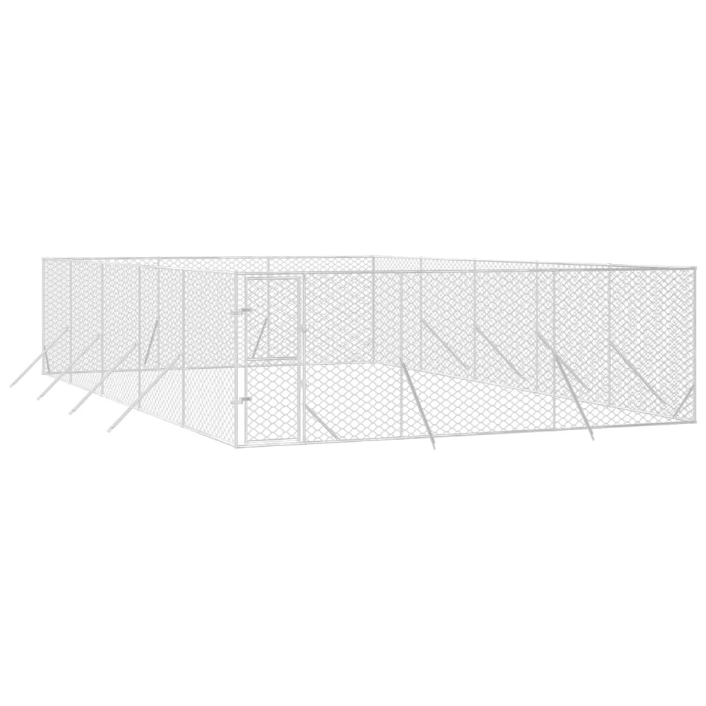 vidaXL Perrera de exterior acero galvanizado plateado 4x4x2 m, , large Imagen numero 5