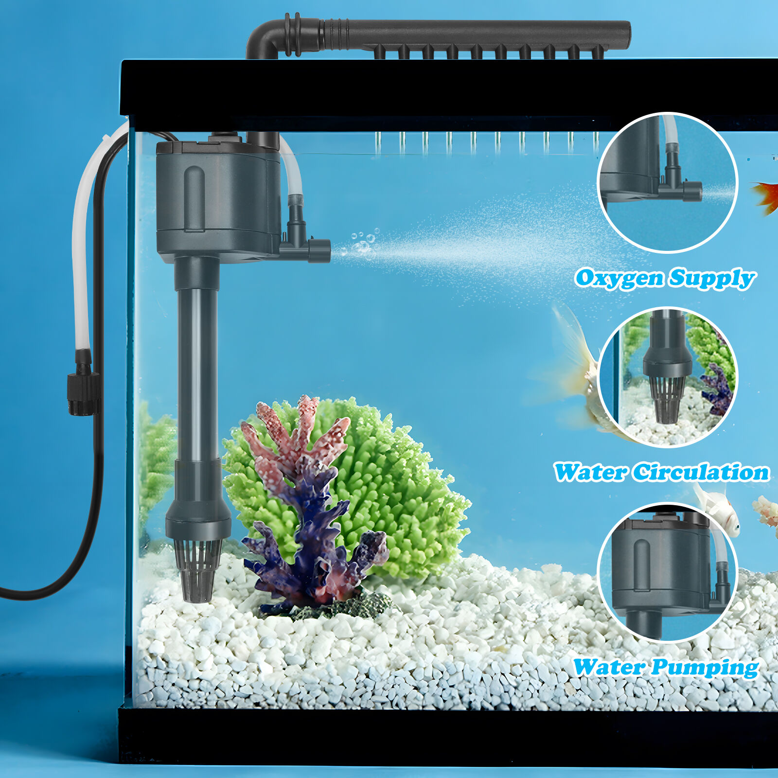 Nobleza - Bomba para Acuario de 14L, Bombas de Agua Sumergible(250 L/H, 2.5 W), Bomba con Oxigenaci&oacute;n, , large Imagen numero 2
