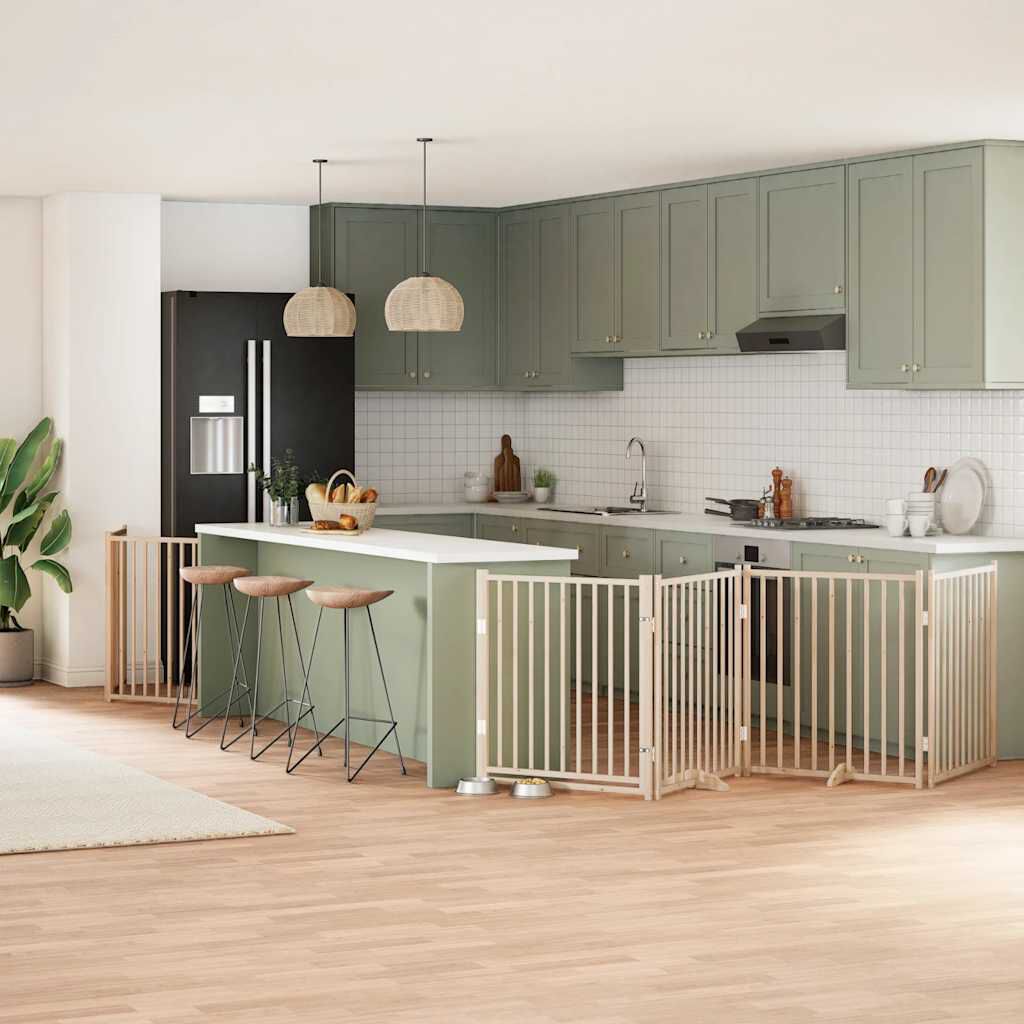 vidaXL Puerta para Perros Plegable Paneles Puerta de Seguridad Madera de &Aacute;lamo, , large Imagen numero 7