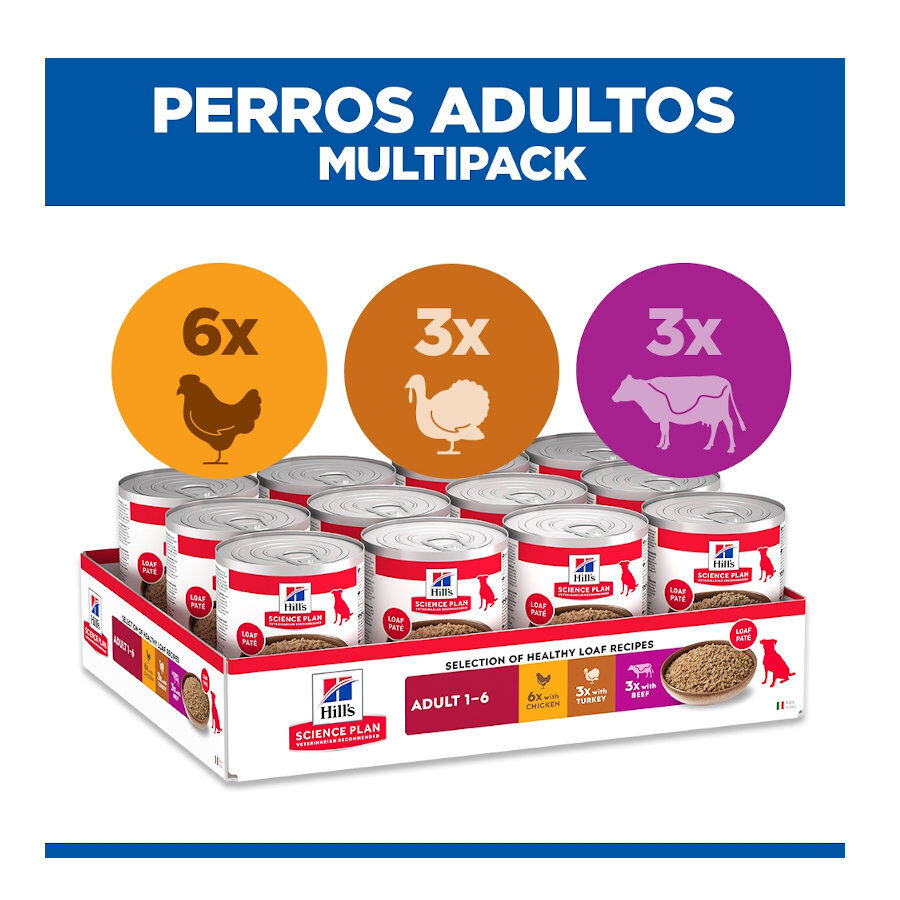 48 latas x 370 g Hill's Science Plan Adult 1-6 Pollo, Pavo y Ternera lata para perros &iexcl;Pack ahorro!, , large Imagen numero 3