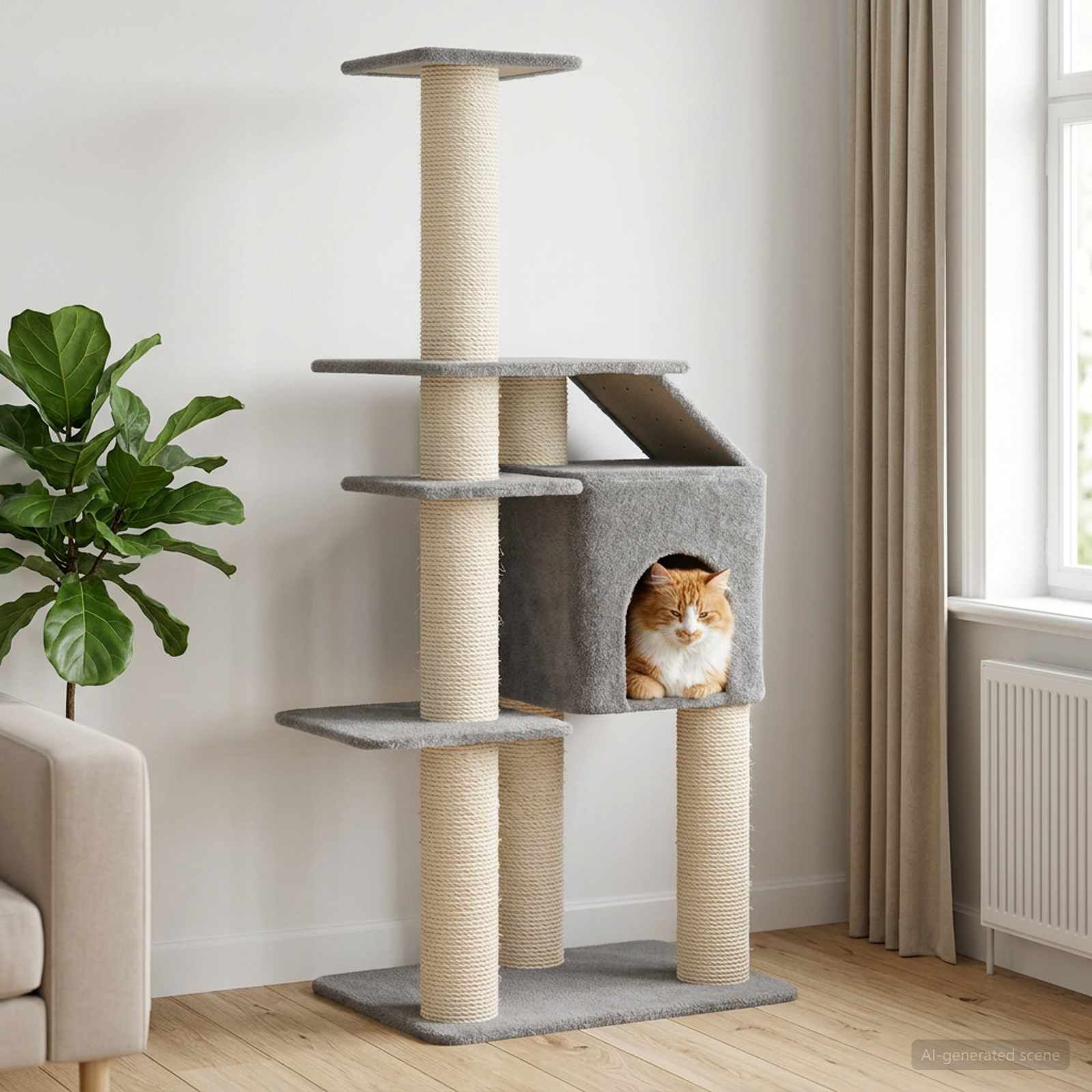 vidaXL &Aacute;rbol para gatos con postes de sisal Torre Gatos Muebles Felinos, , large Imagen numero 2
