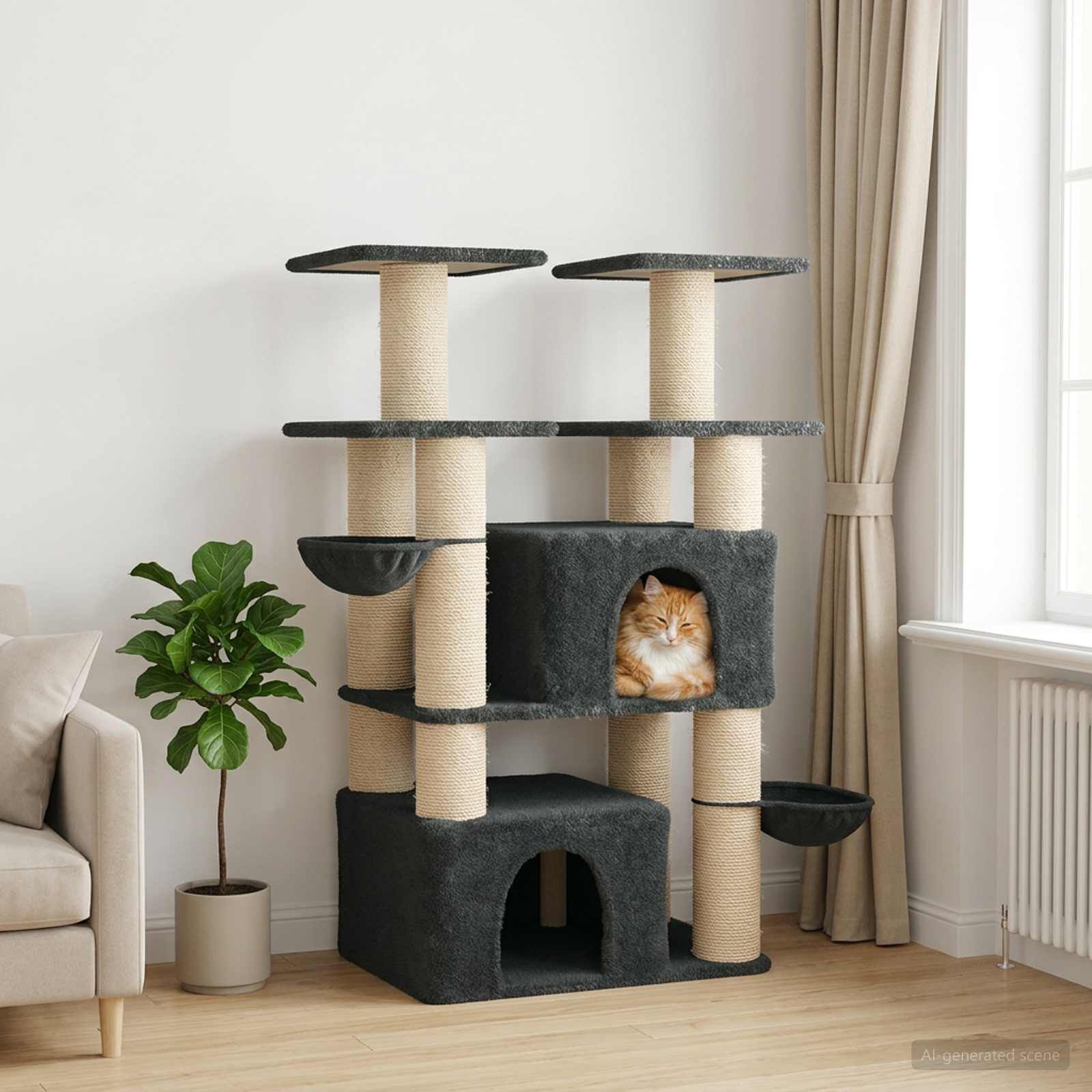 vidaXL &Aacute;rbol para gatos con postes de sisal 2 uds. Parque Muebles Felinos, , large Imagen numero 2
