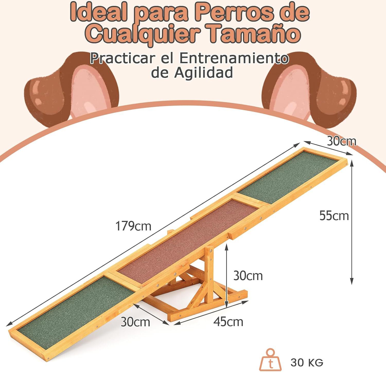 COSTWAY Balanc&iacute;n de Agilidad para Perros de Madera, Equipo de Entrenamiento con Superficie Antideslizante, Soporte Estable, Capacidad 60 kg, Ideal para Perros, Interior y Exterior (Amarillo), , large Imagen numero 5