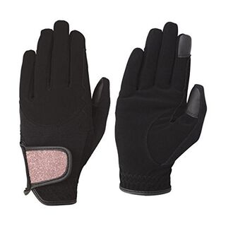 Guantes de equitación modelo Roka para adultos color Negro/Oro Rosa