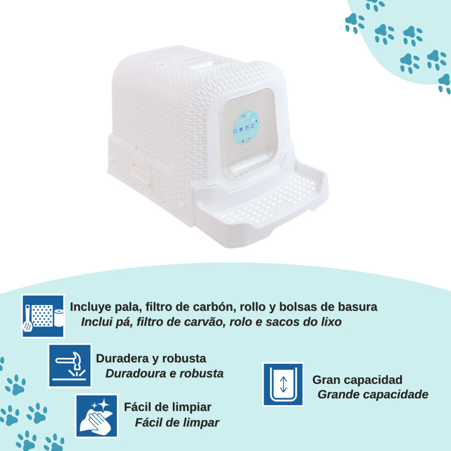 Nice Care Arenero Cerrado Blanco para gatos, , large Imagen numero 4