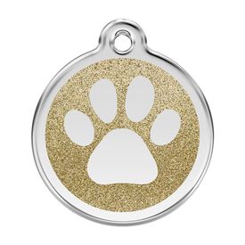 Red Dingo Placa identificativa Purpurina Huella perro Dorado para perros
