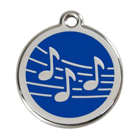 Red Dingo Placa identificativa Acero Inoxidable Esmalte Música Azul para perros