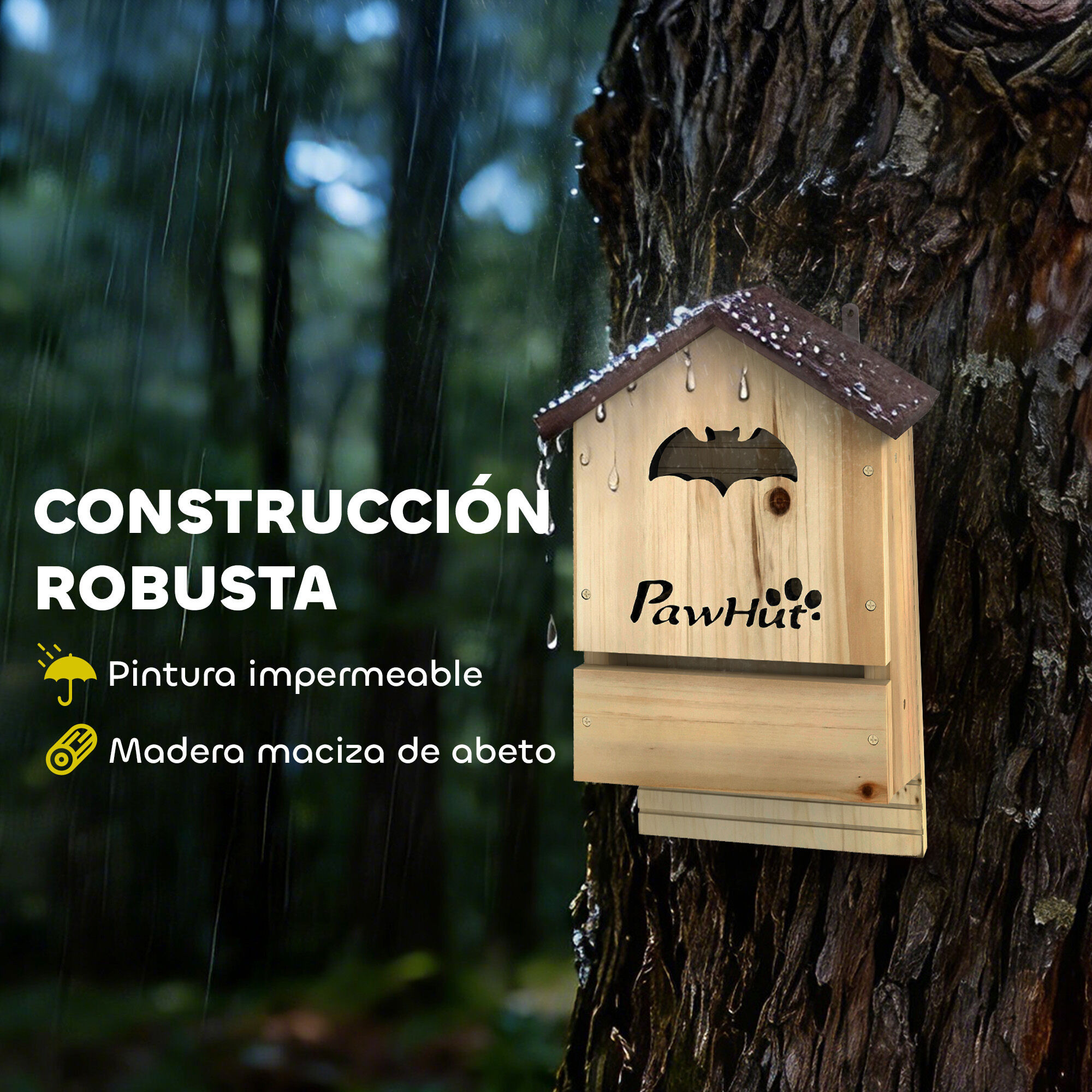 PawHut Casas para Murci&eacute;lago Madera Natural, , large Imagen numero 5