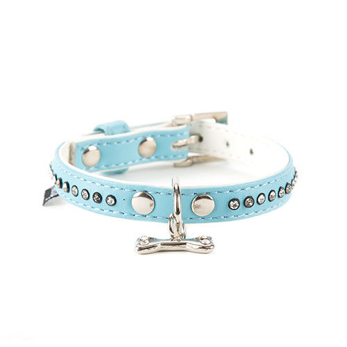 Freedog Collar perros de polipiel azul con strass Imagen numero 1