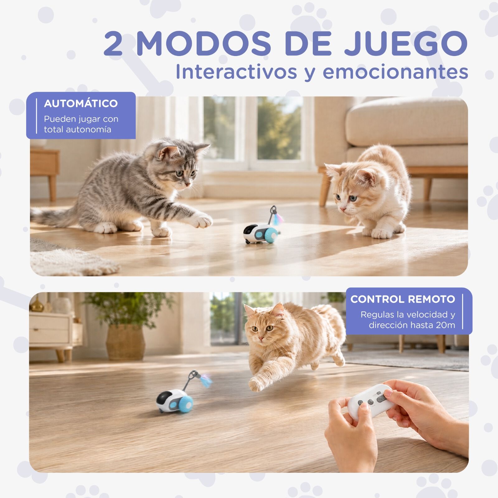 Rat&oacute;n interactivo inteligente para gatos TheKingPet TurboMouse Tail 2.0 con control remoto, USB y 3 colas, , large Imagen numero 5
