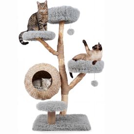COSTWAY &Aacute;rbol para Gatos de 134 cm, Centro de Actividad para Mascotas (Gris)