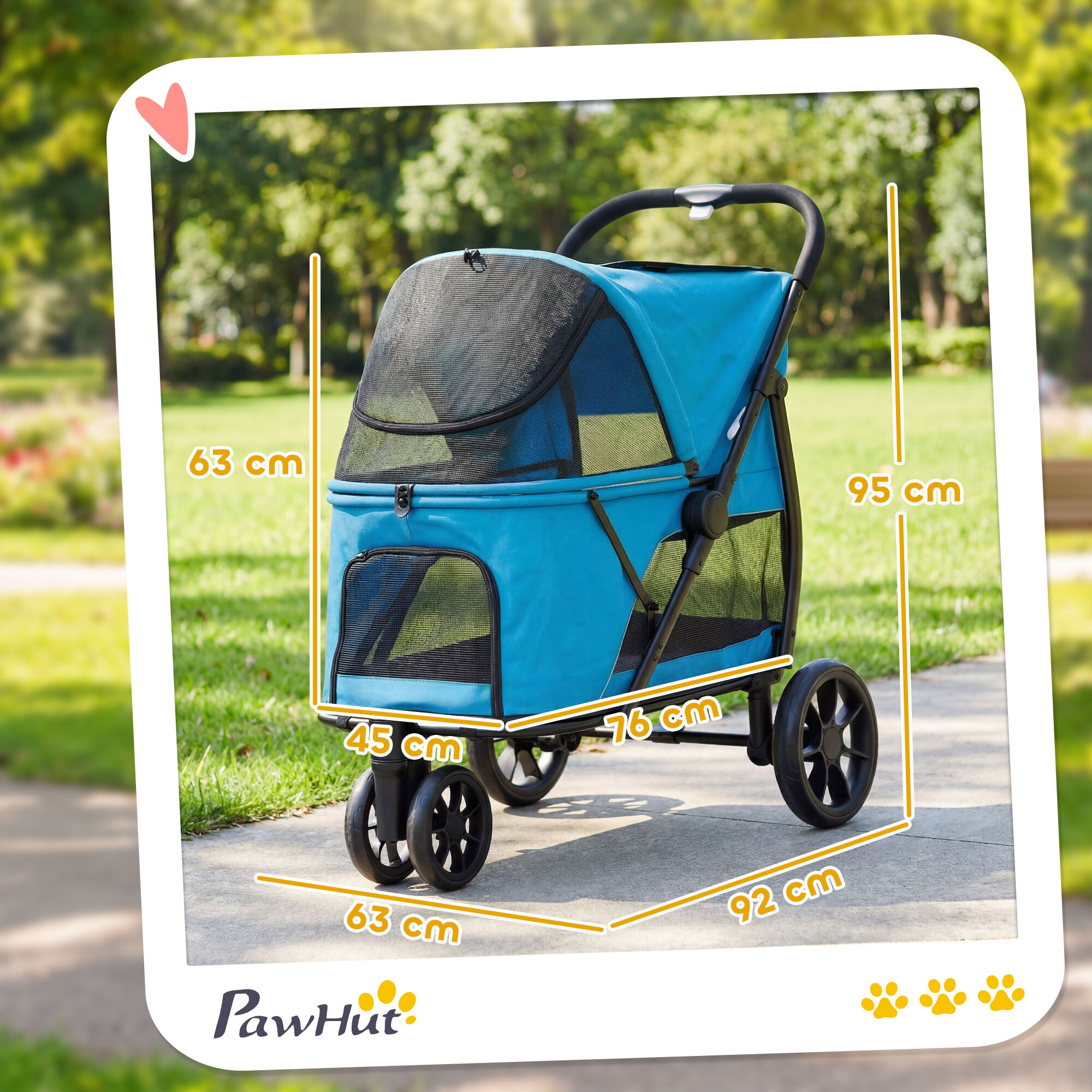 PawHut Carrito para Perros Azul, , large Imagen numero 3