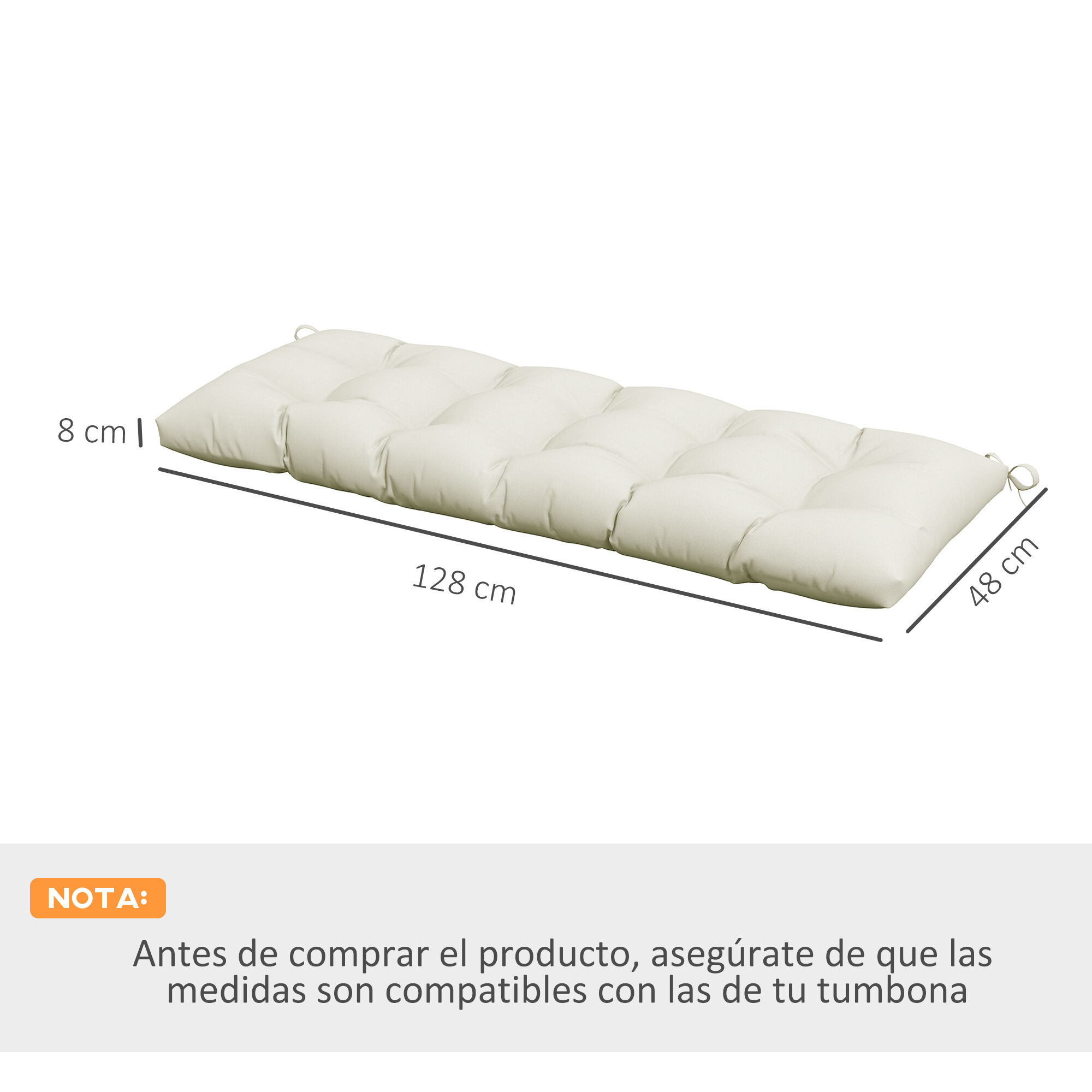 Outsunny Coj&iacute;n para Banco Crema, , large Imagen numero 3