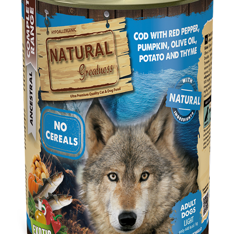 Natural Greatness Complet Ancestral Bacalao con Pimiento Rojo y Patatas lata para perros, , large image number null