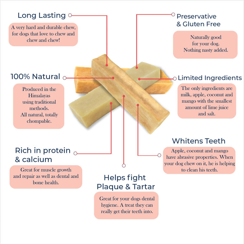 Pawfect Masticables dentales de queso del Himalaya: manzana, coco y mango thumbnail