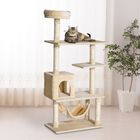 Pawhut árbol rascador 5 plantas beige para gatos, , large image number null