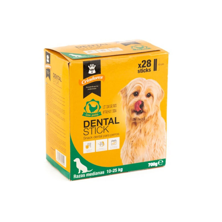 28 barritas Criadores Snacks Dentales Pollo para perros medianos