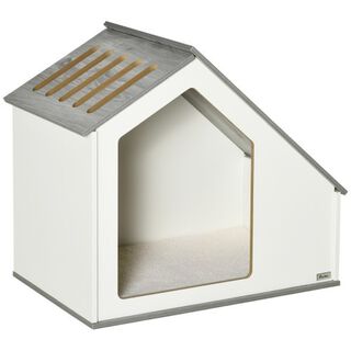 PawHut caseta interior de madera blanco para perros