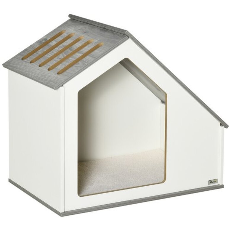 PawHut caseta interior de madera blanco para perros, , large image number null