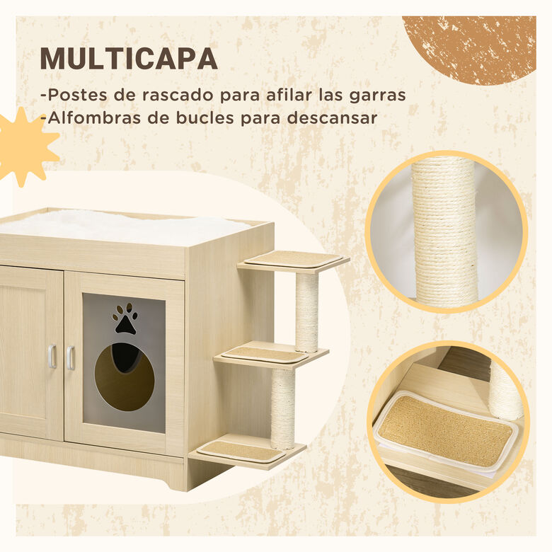 PawHut Arenero de Madera Roble para gatos thumbnail