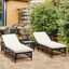 Outsunny Conjunto de 2 Tumbonas de Ratán Tumbonas de Jardín con Mesa de Centro Respaldo Ajustable en 5 Niveles y Cojines 196x54x32 cm Marrón, , large indicador imagen numero 2
