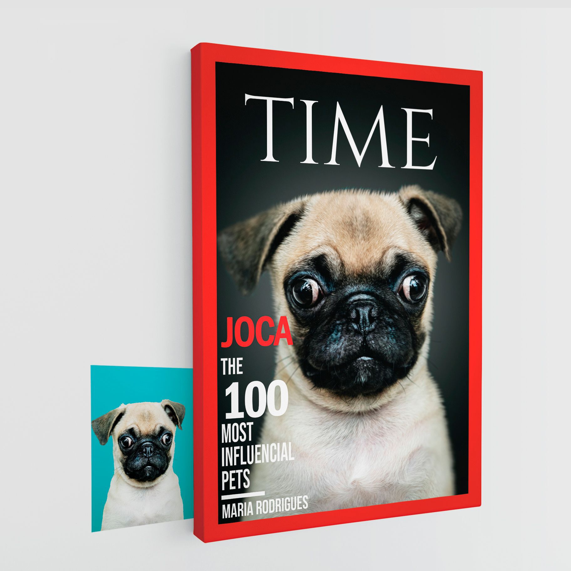 Pet Story Retrato Personalizado de Mascota Lienzo Portada de la revista Time thumbnail
