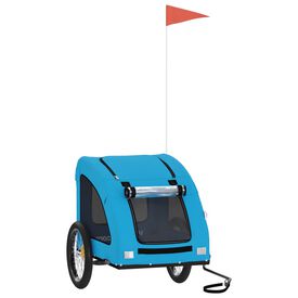 VidaXL Remolque bicicleta azul para perros y gatos 