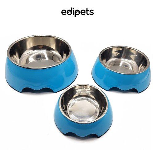 Edipets comedero y bebedero de acero inoxidable azul para perros y gatos, , large Imagen numero 2
