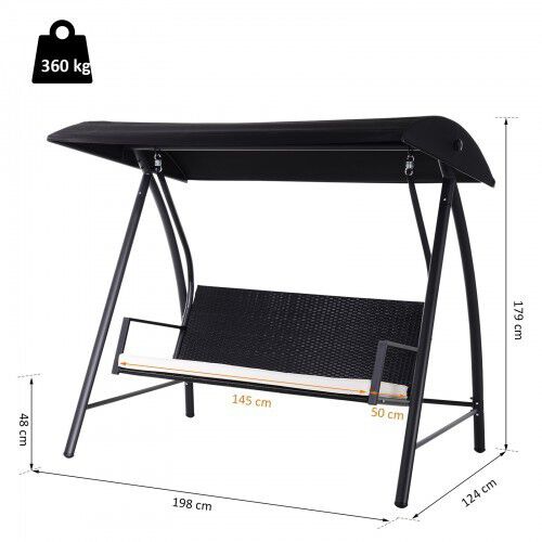 Columpio tipo mecedora Outsunny para jardin color Ratan, , large Imagen numero 3