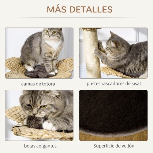 PawHut poste rascador de sisal mediano marr&oacute;n para gatos, , large Imagen numero 5
