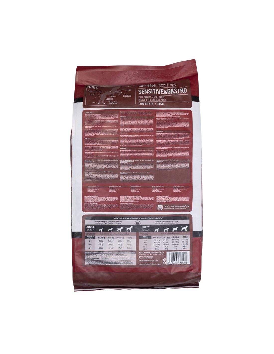 Comida para perros **KNINE Sensitive&Gastro**, salm&oacute;n, gluten free 14 kg., , large Imagen numero 3