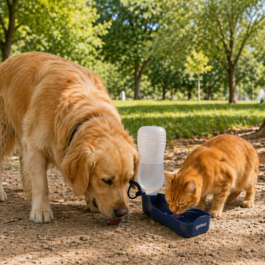 Gotoo Botella Bebedero Port&aacute;til de Pl&aacute;stico Azul para perros y gatos, , large Imagen numero 1