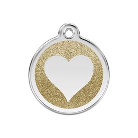 Red dingo Placa identificativa Purpurina Corazón Dorado para perros