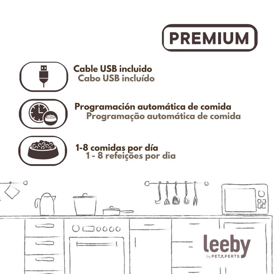 Leeby Comedero Autom&aacute;tico Programable Blanco y Gris para perros y gatos, , large Imagen numero 5